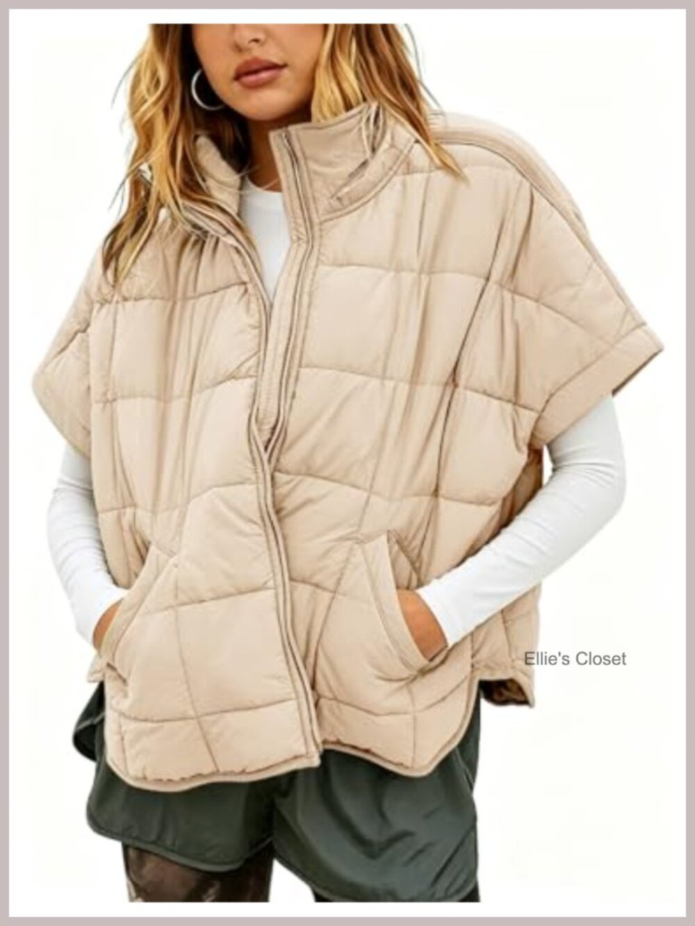Lianlive Women's Puffer Vest Cap Sleeve Quilted Padded Jacket